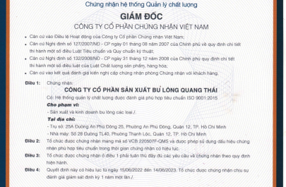 QUYẾT ĐỊNH CẤP ISO 9001:2015